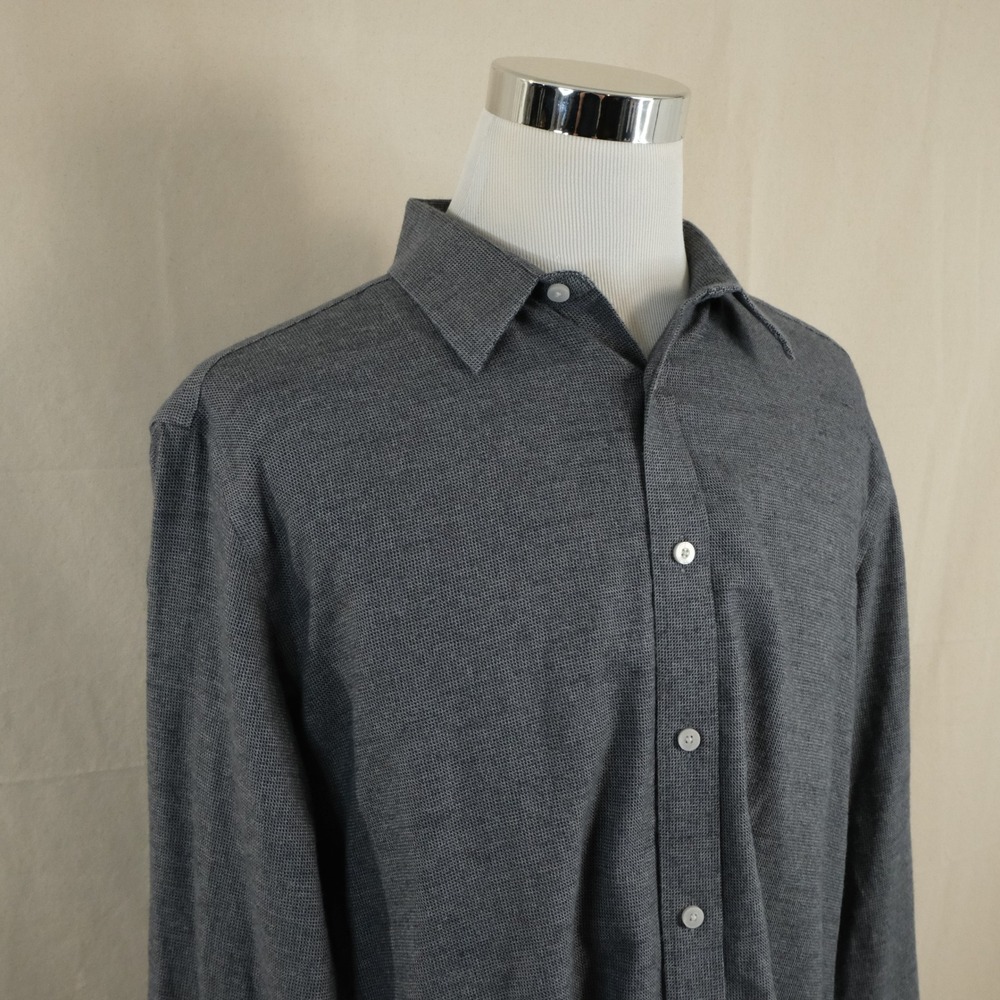 UNTUCKit XL Wrinkle Free Button Front Shirt Gray Knit  100% Cotton Casual Mens